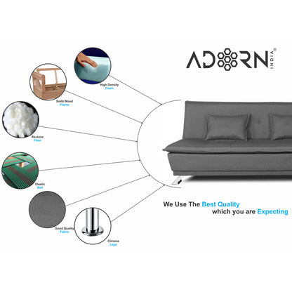 Adorn India Arden 4 Seater Sofa Cum Bed 4 x 6 (Light Grey) (3 Year Warranty)
