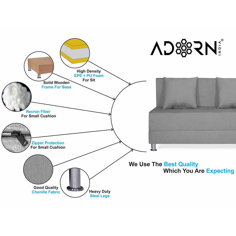 Adorn India Easy Alyn Plus Decent 2 Seater Foam Sofa Cum Bed (4X6) (Grey) (1 Year Warranty)