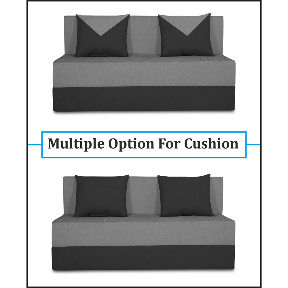 Adorn India Foam Easy Boom 2 Seater Sofa Cum Bed 4 X 6 (Grey & Black) (1 Year Warranty)
