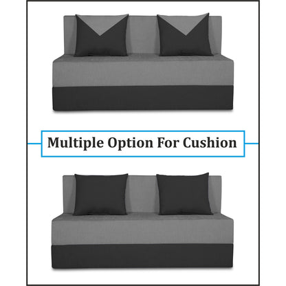 Adorn India Foam Easy Boom 2 Seater Sofa Cum Bed 4 X 6 (Grey & Black) (1 Year Warranty)