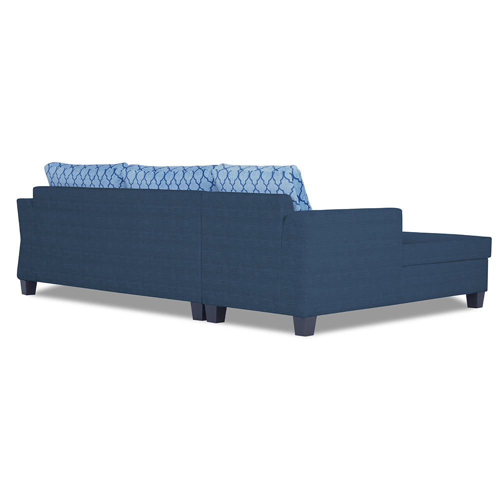 Adorn India Valencia Plus L Shape 6 Seater Sofa Set Blossom (Left Hand Side) (Blue)