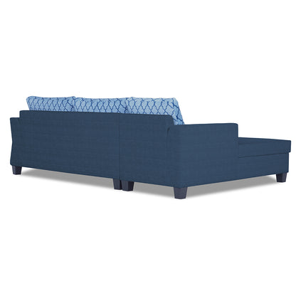 Adorn India Valencia Plus L Shape 6 Seater Sofa Set Blossom (Left Hand Side) (Blue)