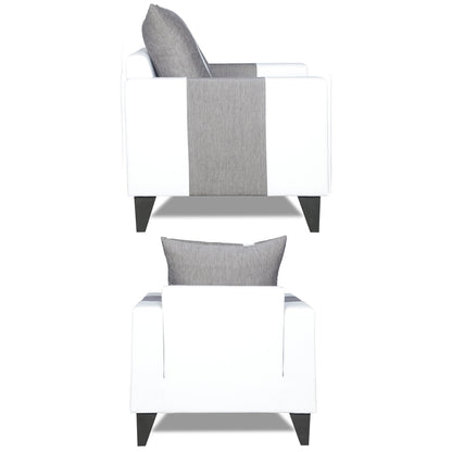 Adorn India Ashley Stripes Leatherette Fabric 1 Seater Sofa (Grey & White) (3 Year Warranty)