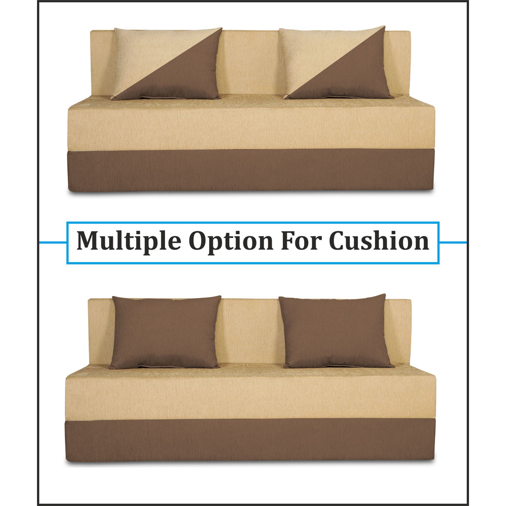 Adorn India Foam Easy Desmond 4 Seater Sofa Cum Bed 6 X 6 (Brown & Beige) (1 Year Warranty)