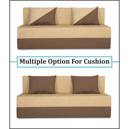 Adorn India Foam Easy Desmond 4 Seater Sofa Cum Bed 6 X 6 (Brown & Beige) (1 Year Warranty)