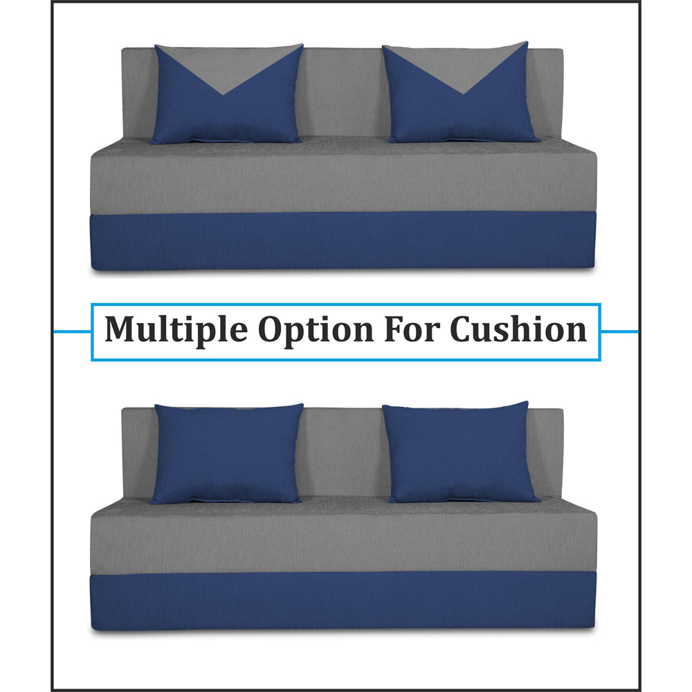 Adorn India Foam Easy Boom 3 Seater Sofa Cum Bed 5 X 6 (Blue & Grey) (1 Year Warranty)