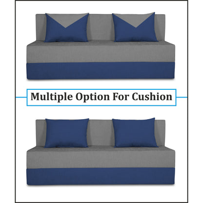 Adorn India Foam Easy Boom 3 Seater Sofa Cum Bed 5 X 6 (Blue & Grey) (1 Year Warranty)