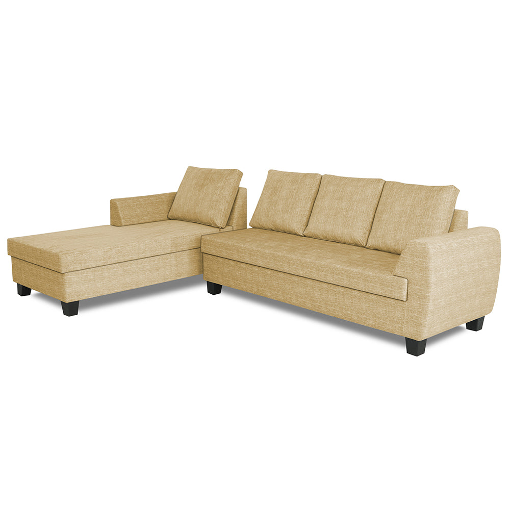 Adorn India Raiden Decent Premium L Shape 6 Seater Sofa Set with Center Table (Left Hand Side) (Beige) (3 Year Warranty)