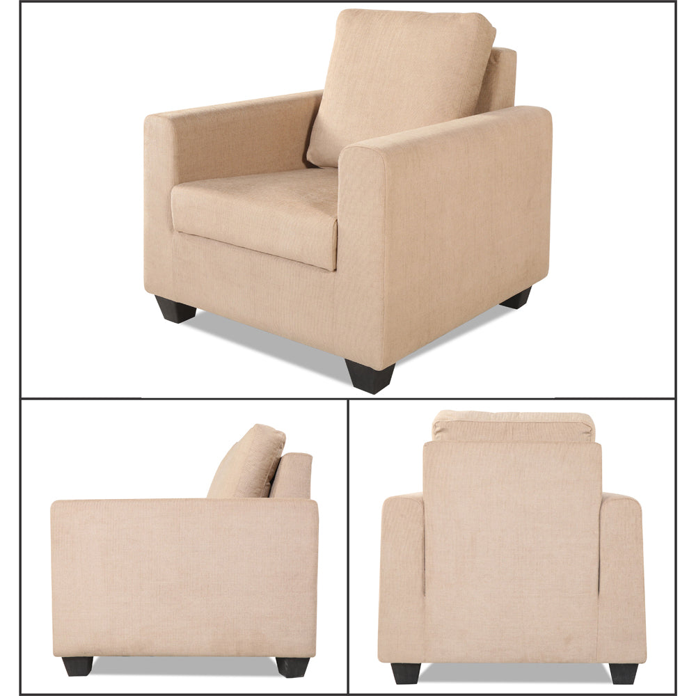 Adorn India Wood Russell 3-1-1 Five Seater Sofa Set (Beige)