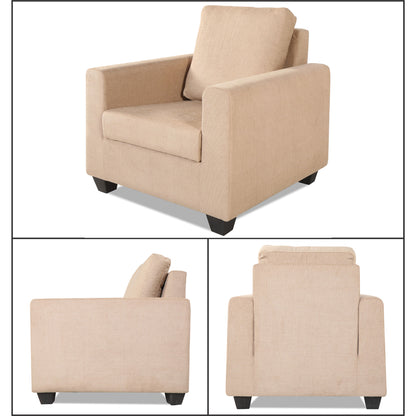 Adorn India Wood Russell 3-1-1 Five Seater Sofa Set (Beige)