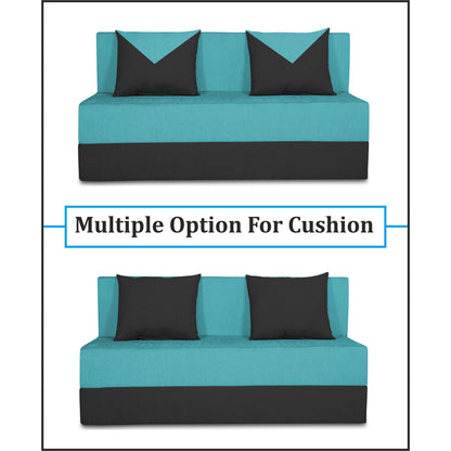 Adorn India Foam Easy Boom 2 Seater Sofa Cum Bed 4 X 6 (Aqua Blue & Black) (1 Year Warranty)