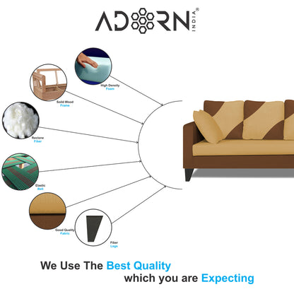 Adorn India Denver L Shape 5 Seater Sofa Set RHS (Brown & Beige) (3 Year Warranty)