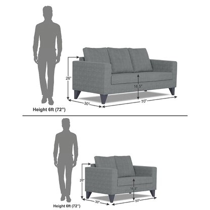 Adorn India Hallton Plain 3+2 5 Seater Sofa Set (Grey) (3 Year Warranty)