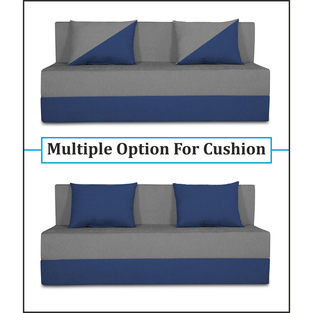 Adorn India Easy Desmond 3 Seater Sofa Cum Bed 5 X 6 (Blue & Grey) (1 Year Warranty)