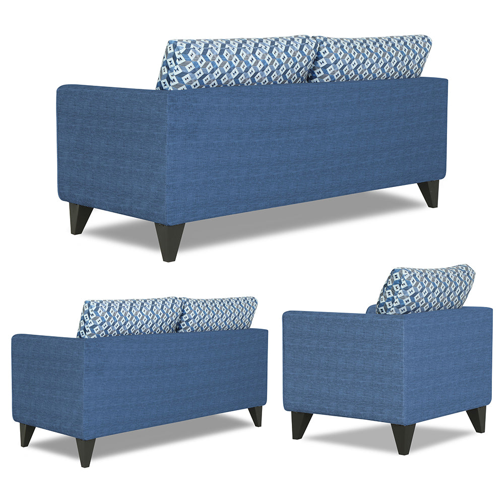 Adorn India Tornado Bricks 3+2+1 6 Seater Sofa Set with Centre Table (Blue)