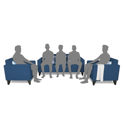 Adorn India Bladen 3-1-1 Five Seater Sofa Set (Wood) (Blue)