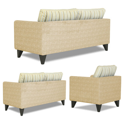 Adorn India Lawson Stripes 3+2+1 6 Seater Sofa Set with Centre Table (Beige)