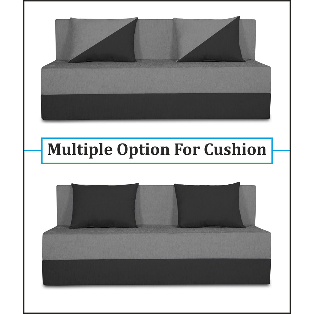 Adorn India Easy Desmond 4 Seater Sofa Cum Bed 6 X 6 (Grey & Black) (1 Year Warranty)