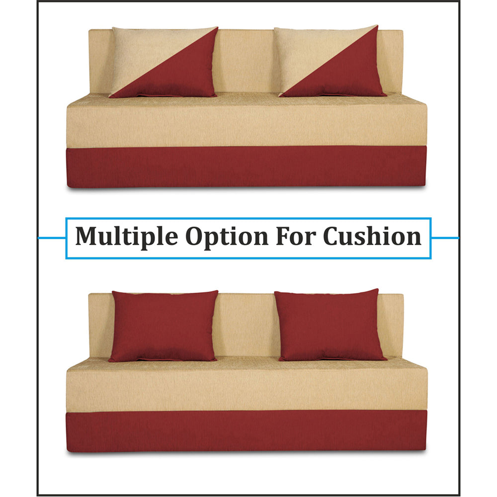 Adorn India Easy Desmond 4 Seater Sofa Cum Bed 6 x 6 (Maroon & Beige) (1 Year Warranty)