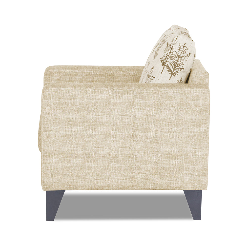 Adorn India Straight line Plus Leaf 1 Seater Sofa (Beige) (3 Year Warranty)