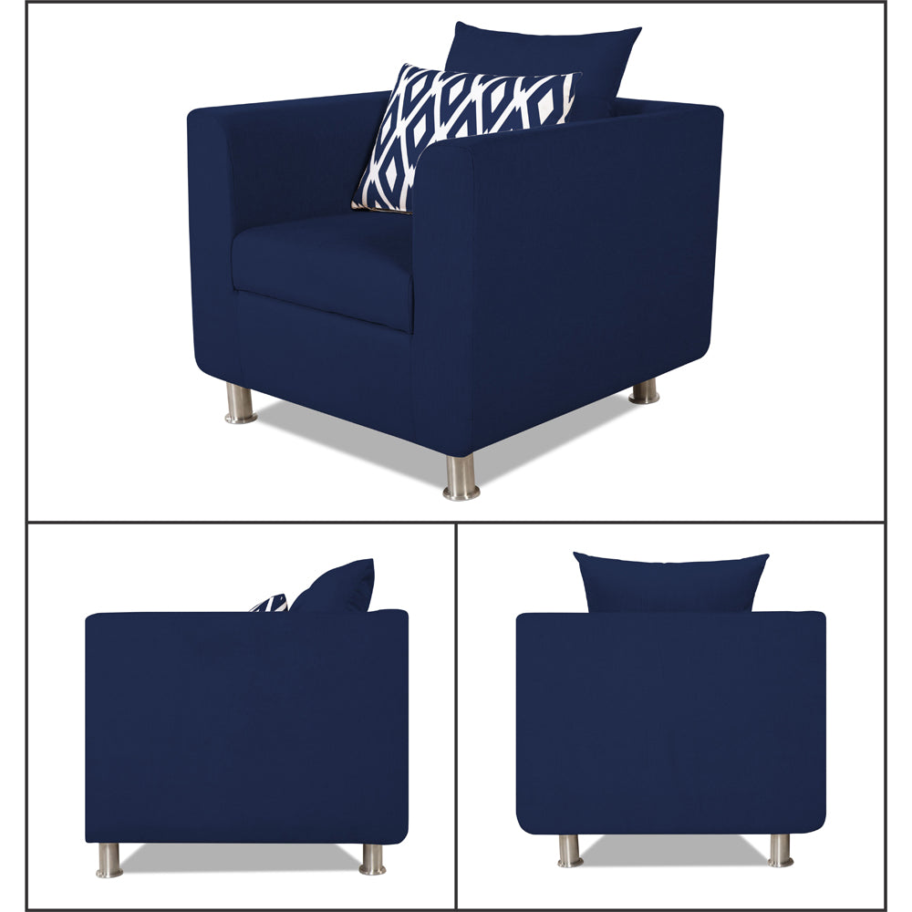 Adorn India Poland 3-1-1 Five Seater Sofa Set (Blue)