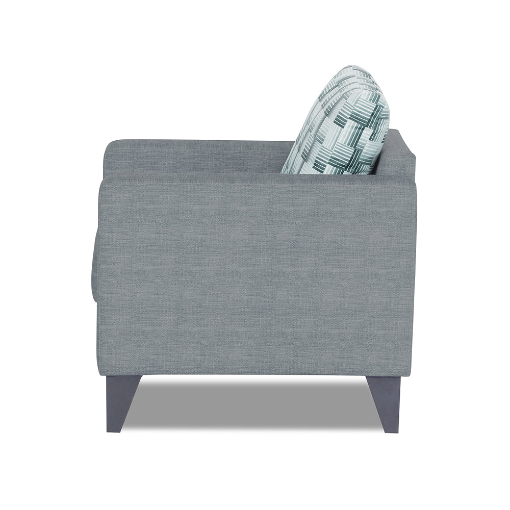 Adorn India Straight line Plus Bricks 1 Seater Sofa (Grey) (3 Year Warranty)