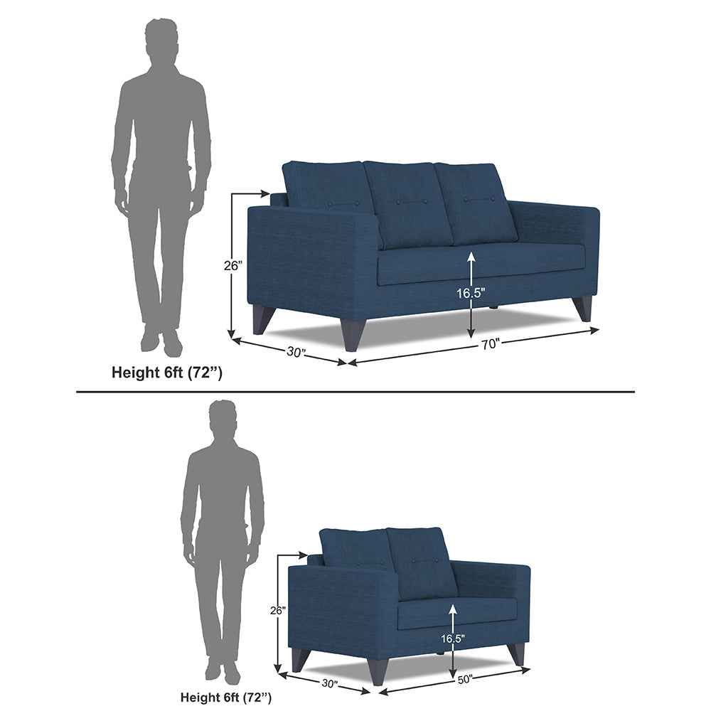 Adorn India Hallton Tufted 3-2 Five Seater Sofa Set (Blue)  (3 Year Warranty)