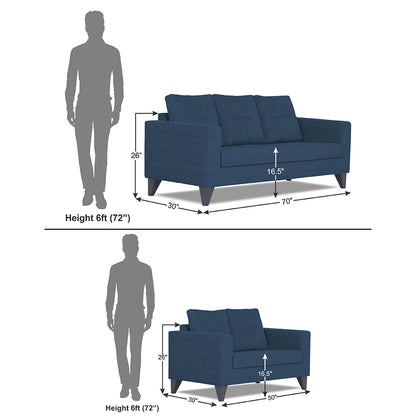 Adorn India Hallton Tufted 3-2 Five Seater Sofa Set (Blue)  (3 Year Warranty)