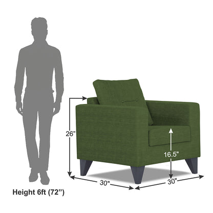 Adorn India Hallton Tufted 1 Seater Sofa (Green) (3 Year Warranty)