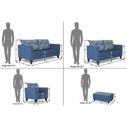 Adorn India Sheldon Crafty 3+2+1 6 Seater Sofa Set with Centre Table (Blue)