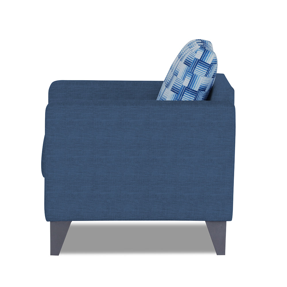 Adorn India Straight line Plus Bricks 1 Seater Sofa (Blue) (3 Year Warranty)
