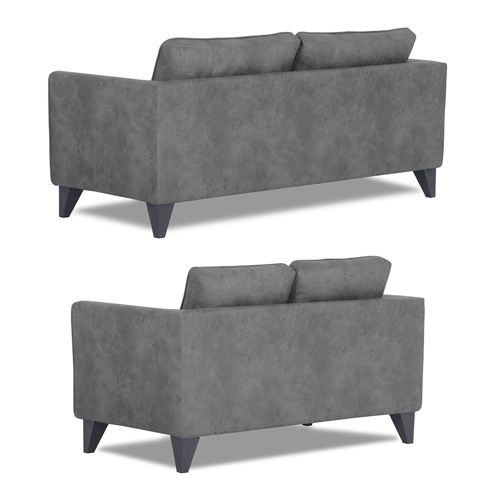 Adorn India Enzo Decent Premium Leatherette Suede 3+2 5 Seater Sofa Set (Grey)