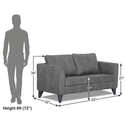 Adorn India Enzo Decent Premium Leatherette Suede 2 Seater Sofa (Grey)