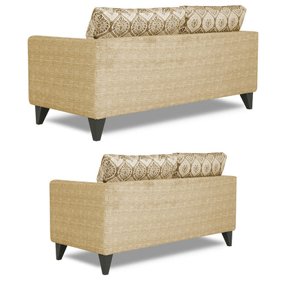 Adorn India Cortina Damask (3 Years Warranty) 3+2 5 Seater Sofa Set with Centre Table (Beige)