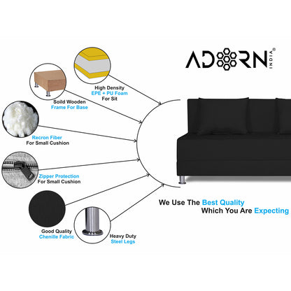 Adorn India Easy Alyn Plus Decent 3 Seater Sofa Cum Bed (5x6) (Black) (1 Year Warranty)