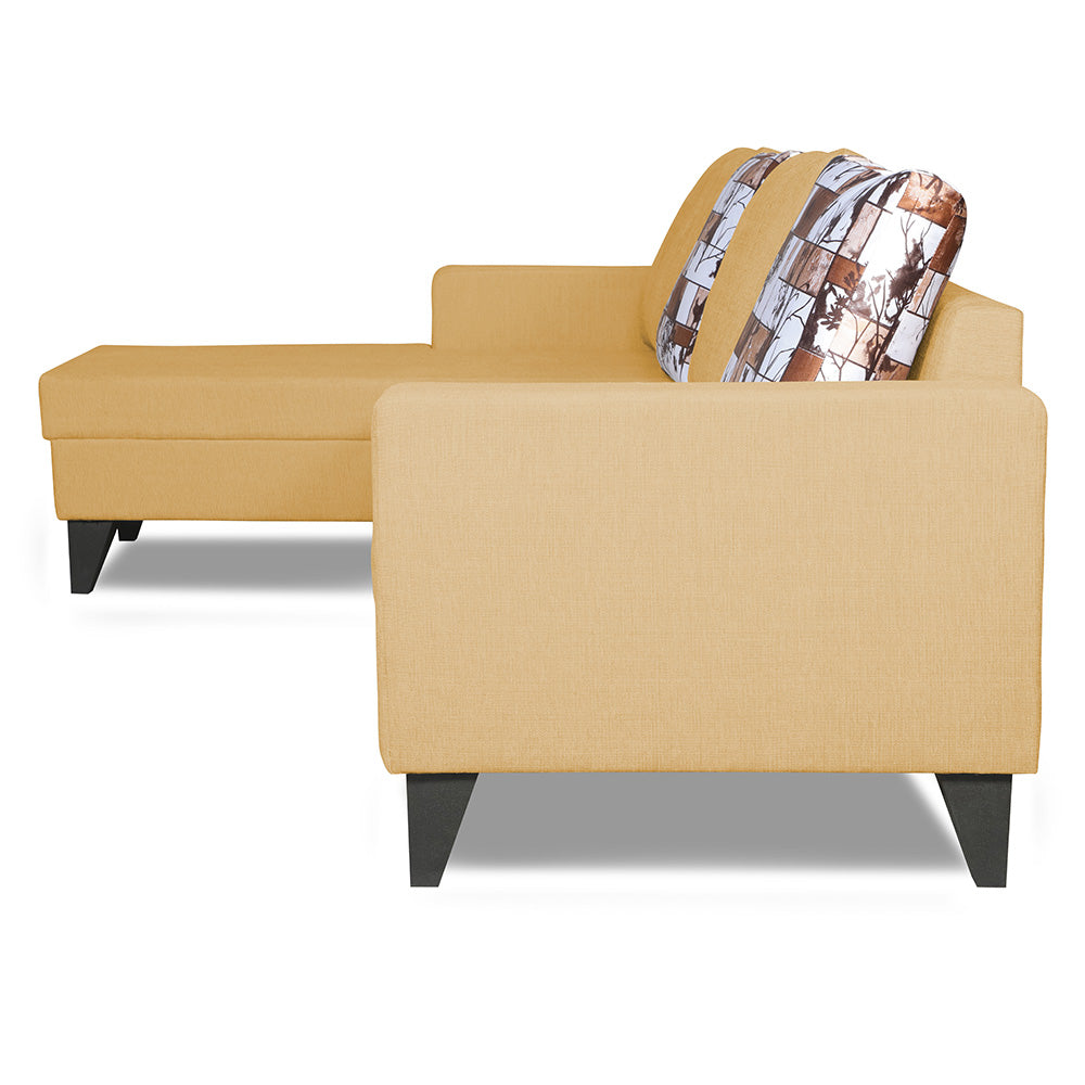 Adorn India Hallton L Shape 5 Seater Sofa Set Digitel Print (Left Hand Side) (Beige) (3 Year Warranty)