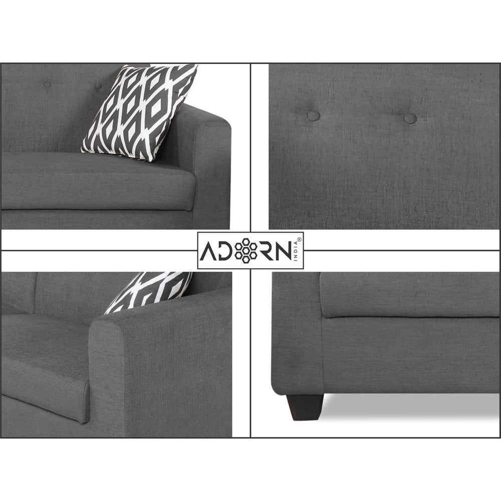 Adorn India Blazer Plus 3 Seater Sofa (Grey)