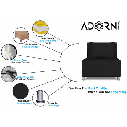 Adorn India Easy Alyn Plus Decent 1 Seater Sofa Cum Bed (2.5x6) (Black) (1 Year Warranty)