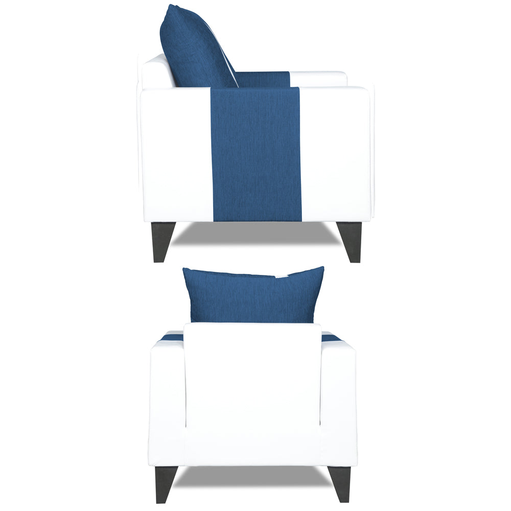 Adorn India Ashley Stripes Leatherette Fabric 1 Seater Sofa (Blue & White) (3 Year Warranty)