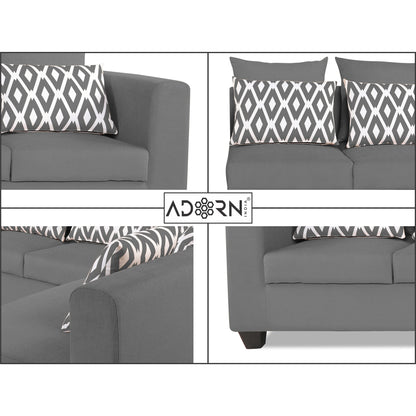 Adorn India Poland L Shape 6 Seater Sofa Set (Right Side) (Grey)