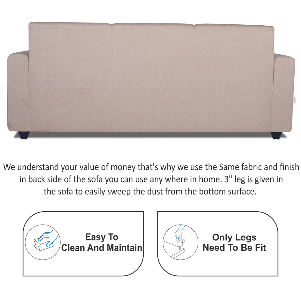 Adorn India Monteno 5 Seater 3+2 Wood Sofa Set (Beige) (3 Year Warranty)