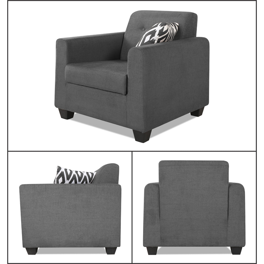 Adorn India Wood Blazer Plus 3-1-1 Five Seater Sofa Set (Grey)