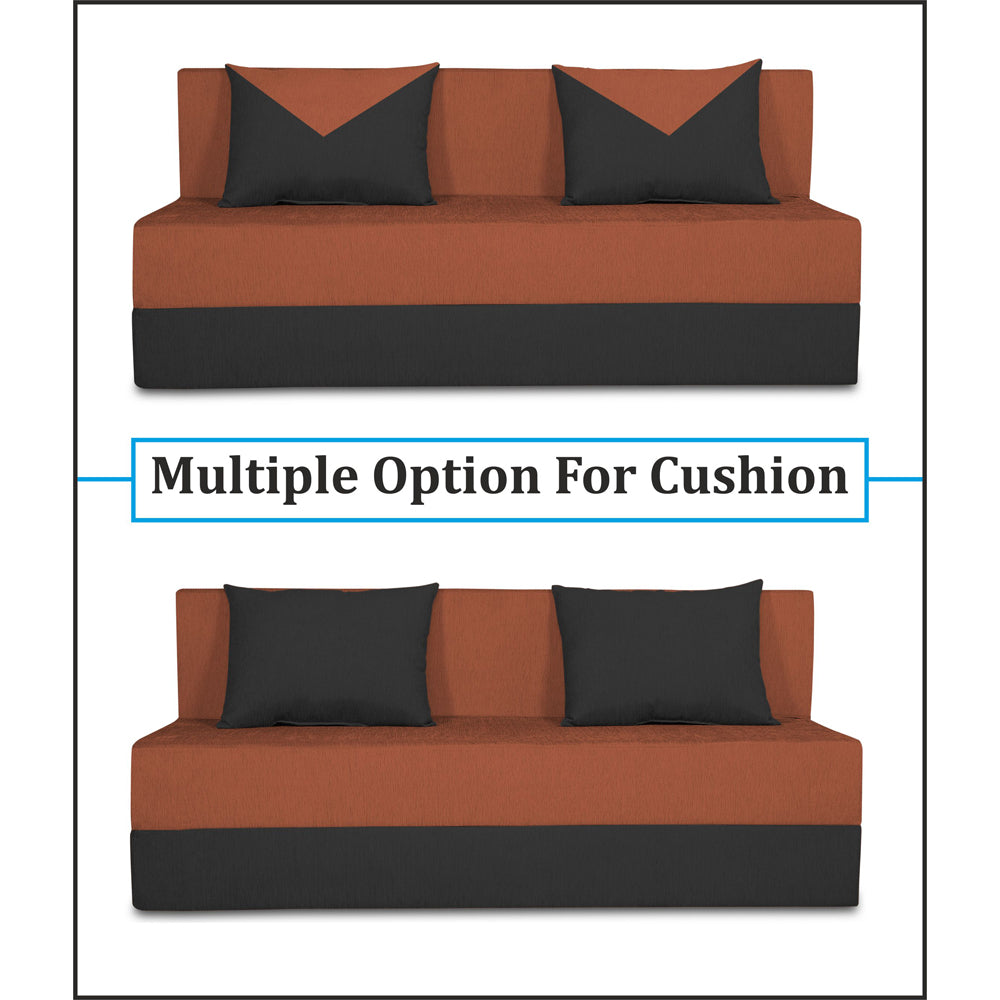 Adorn India Easy Boom 4 Seater Sofa Cum Bed 6 x 6 (Rust & Black) (1 Year Warranty)