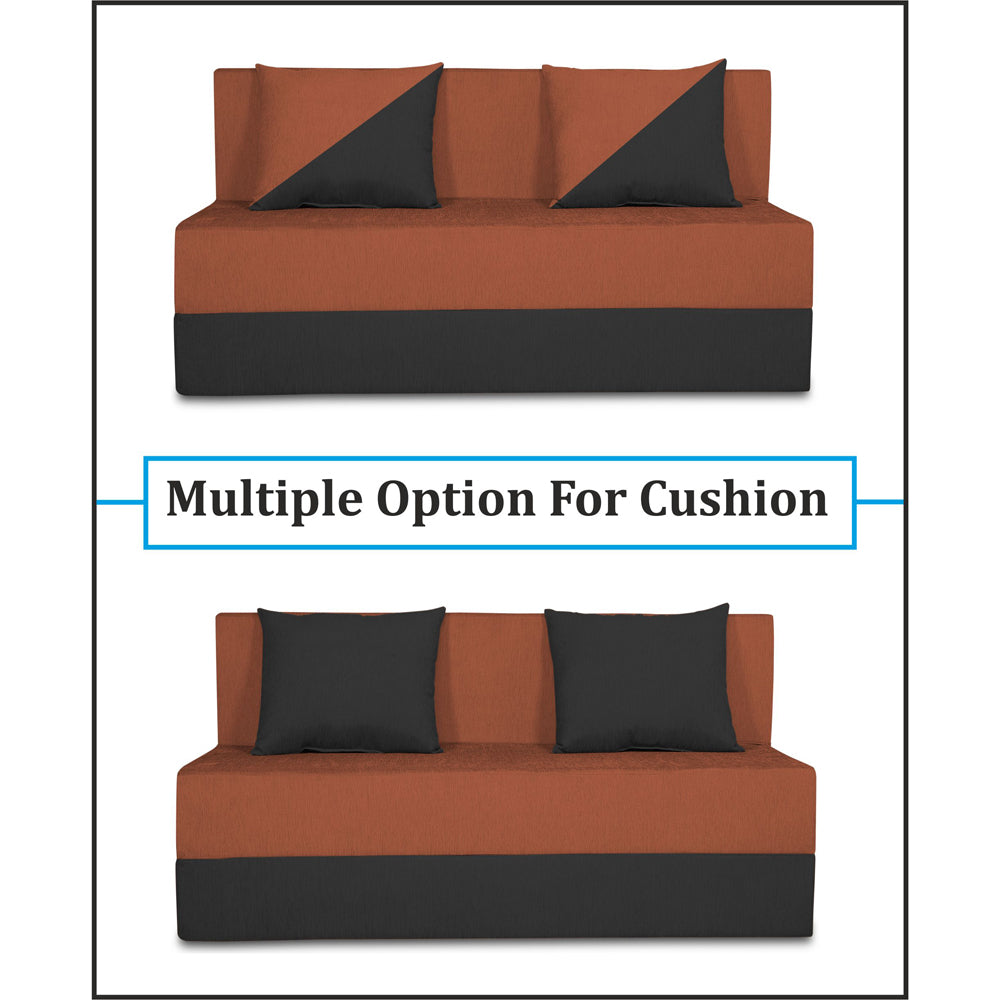 Adorn India Easy Desmond 2 Seater Sofa Cum Bed 4 x 6 (Rust & Black) (1 Year Warranty)