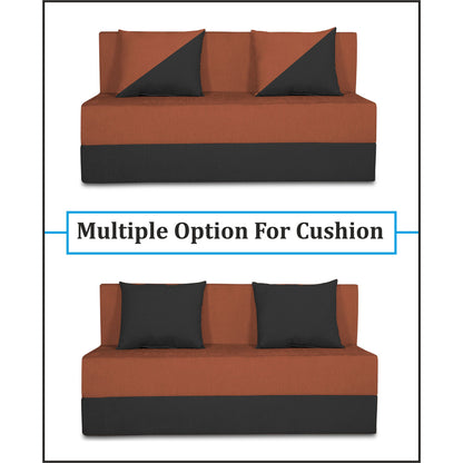 Adorn India Easy Desmond 2 Seater Sofa Cum Bed 4 x 6 (Rust & Black) (1 Year Warranty)