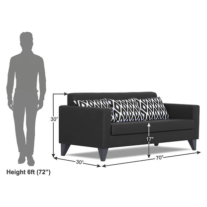 Adorn India Bladen Leatherette 3 Seater Sofa (Black)