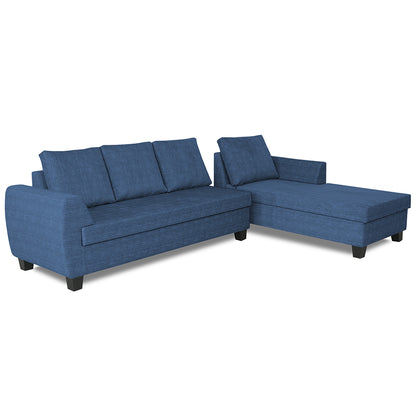 Adorn India Raiden Decent Premium L Shape 6 Seater Sofa Set with Center Table (Right Hand Side) (Blue) (3 Year Warranty)