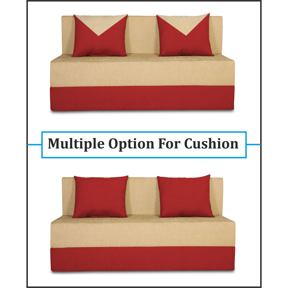 Adorn India Easy Boom 2 Seater Sofa Cum Bed 4 x 6 (Red & Beige) (1 Year Warranty)