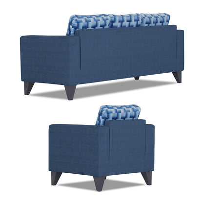 Adorn India Straight line Plus Bricks 3+1+1 5 Seater Sofa Set (Blue) (3 Year Warranty)