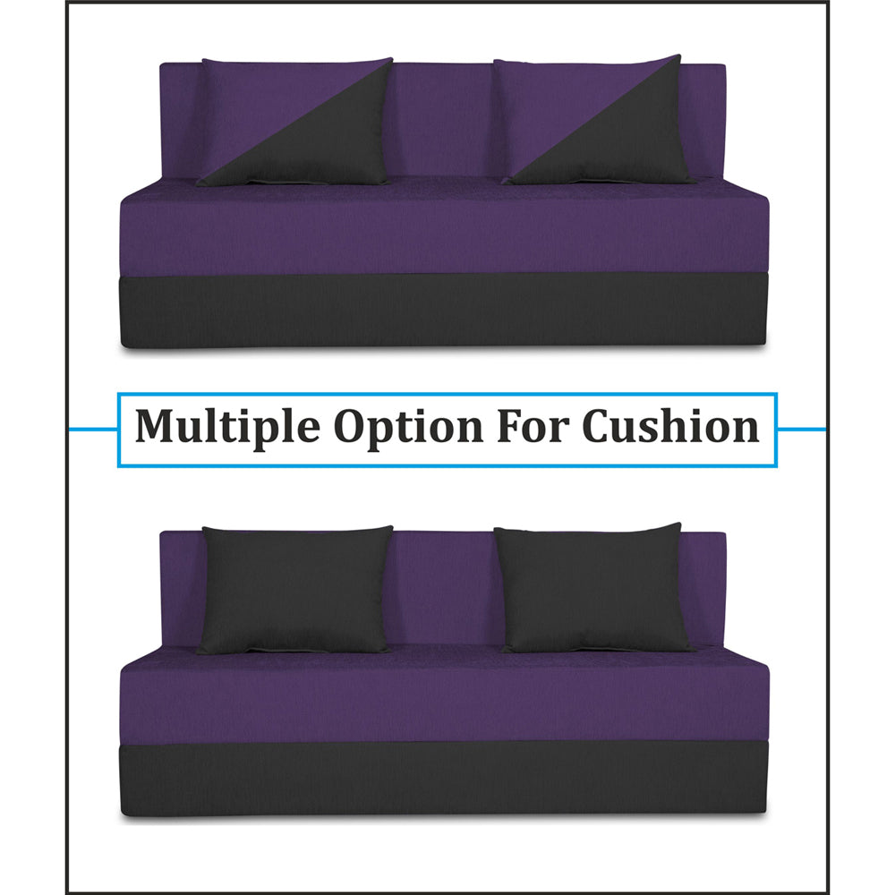 Adorn India Easy Desmond 3 Seater Sofa Cum Bed 5 x 6 (Purple & Black) (1 Year Warranty)